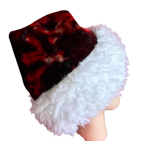 Santa Hat Handcrafted Hippie Sewn Snow Bunny Winter Holiday Christmas Headcover - Picture 3 of 6